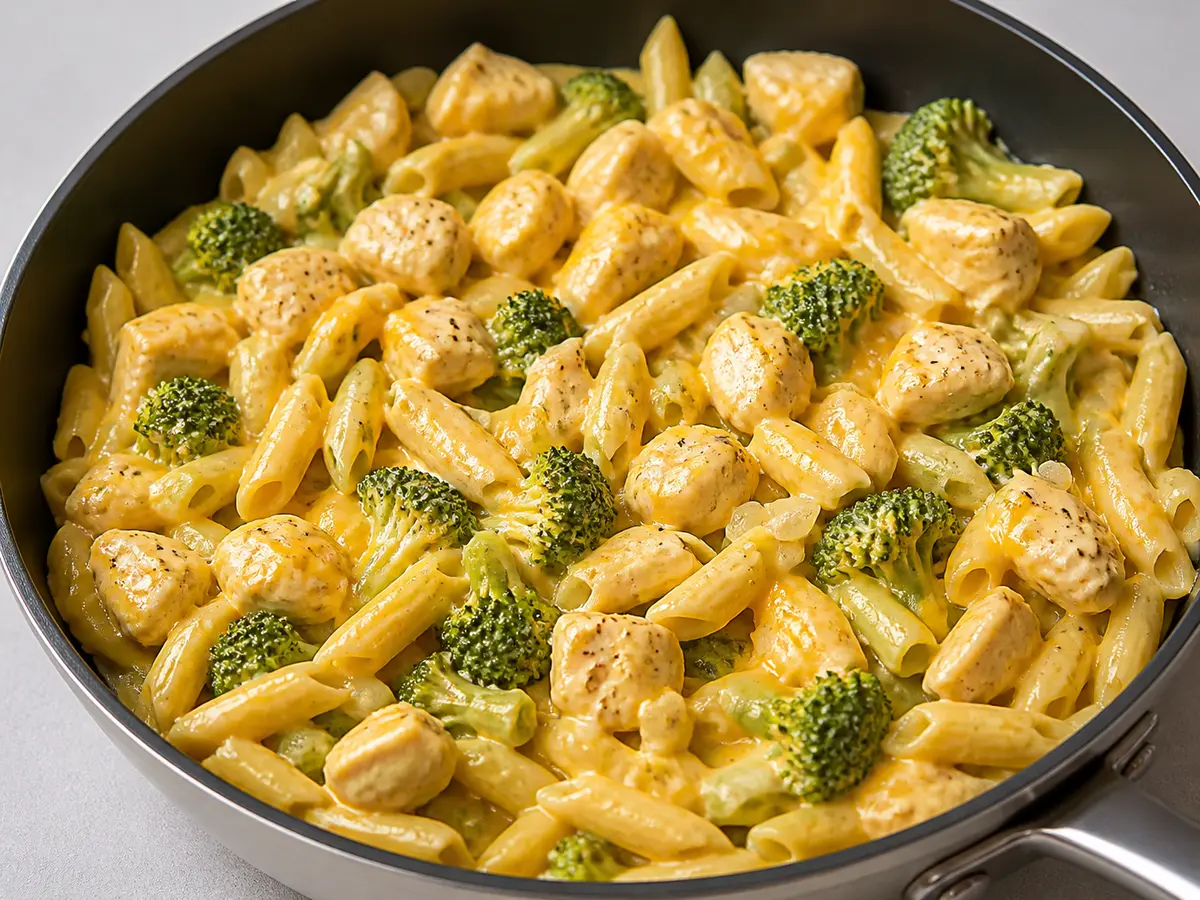 One Pan Cheesy Chicken & Broccoli Pasta