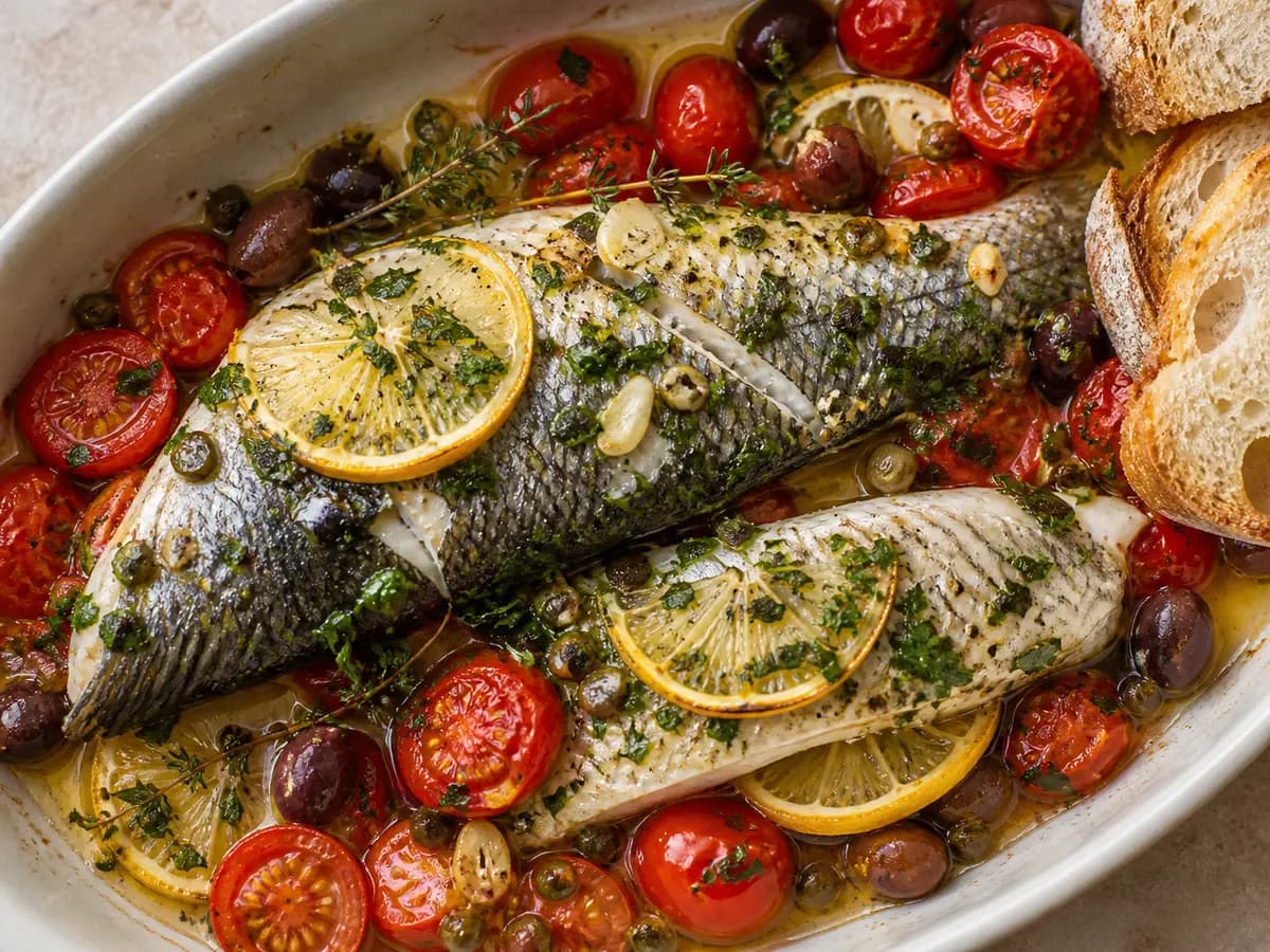 Mediterranean Baked Sea Bass
