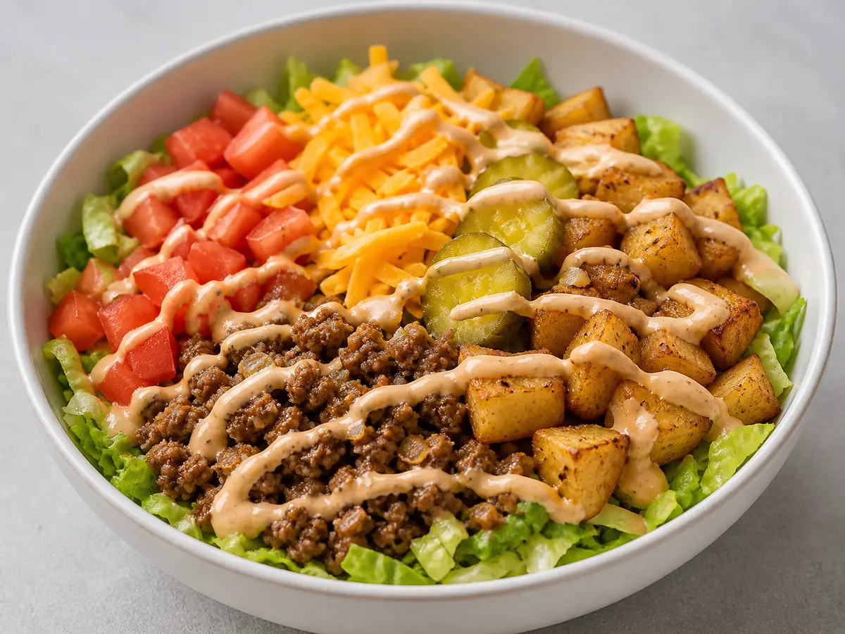Loaded Burger Bowls with Light Burger Sauce